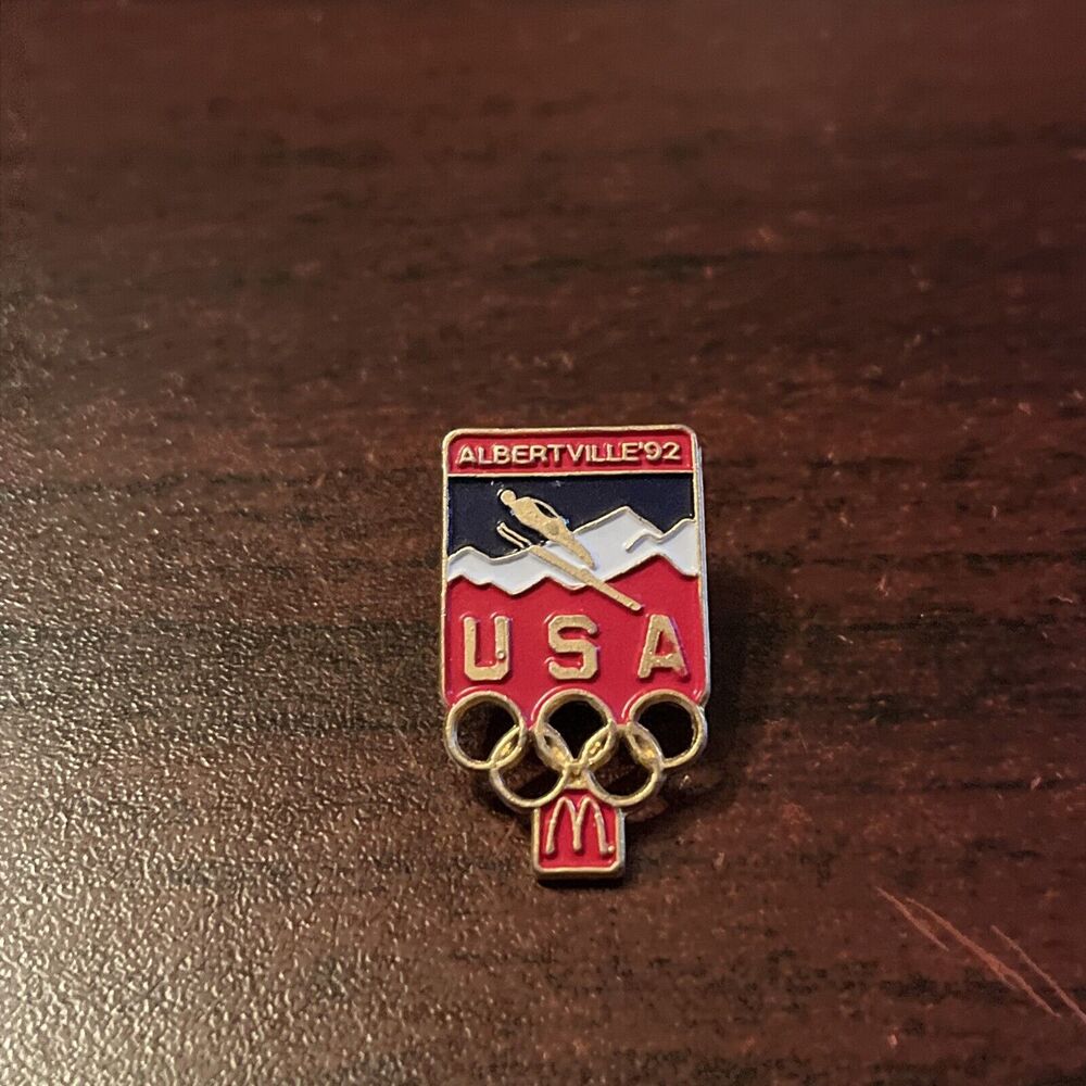 McDonald’s 1992 Albertville Winter Olympics Skiing Employee Lapel‎ Hat Pin